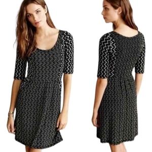 Anthropologie Black & White Zigzag Mini Dress